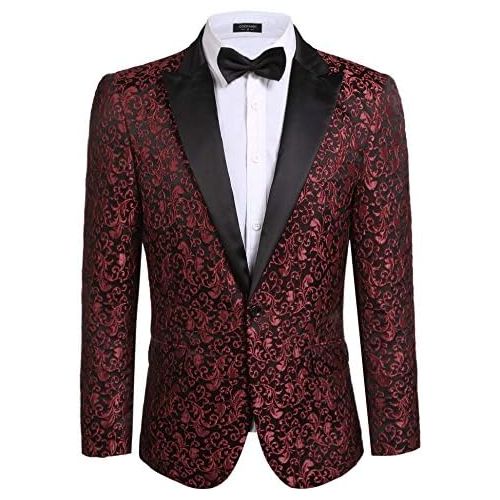  할로윈 용품COOFANDY Men Floral Blazer Suit Jacket Dinner Party Prom Wedding Stylish Tuxedo