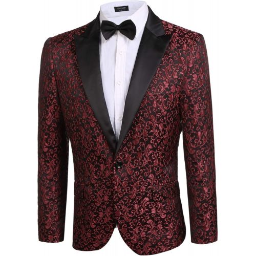  할로윈 용품COOFANDY Men Floral Blazer Suit Jacket Dinner Party Prom Wedding Stylish Tuxedo