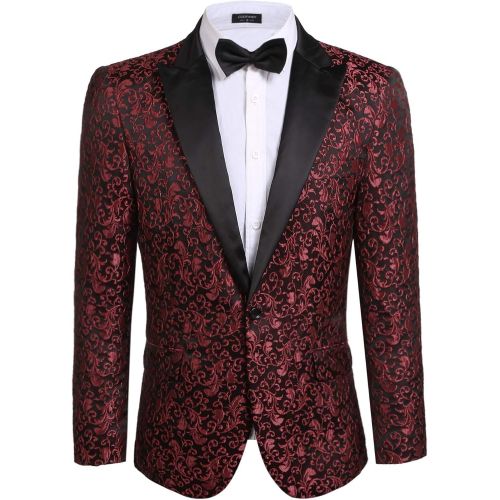  할로윈 용품COOFANDY Men Floral Blazer Suit Jacket Dinner Party Prom Wedding Stylish Tuxedo