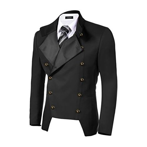  할로윈 용품COOFANDY Mens Casual Double-Breasted Jacket Slim Fit Blazer