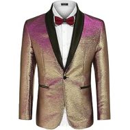 COOFANDY Mens Fashion Suit Jacket Blazer One Button Luxury Weddings Party Dinner Prom Tuxedo Gold Silver