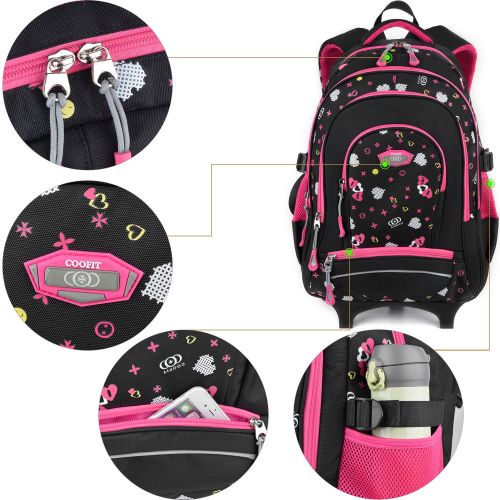  Rolling Backpack,COOFIT Kids Backpack Wheeled Backpack School Backpack with Wheels