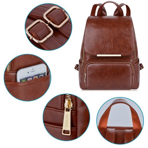  [아마존 핫딜]  [아마존핫딜]Rucksack Damen, COOFIT Lederrucksack Damen Elegant Rucksack Braun Casual Daypack fuer Frauen Schulrucksacke Tasche