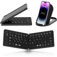 Wireless Keyboard, Foldable Wireless Bluetooth Keyboard with Holder Travel Portable Rechargeable Keyboard for Mac Android Windows iOS,Support 3 Devices (BT5.1 x 3) Black