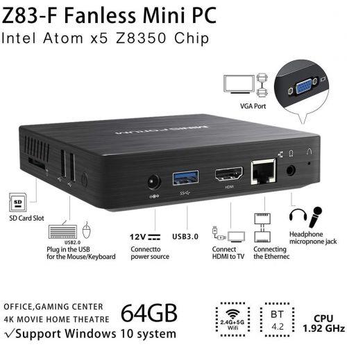  [아마존 핫딜] [아마존핫딜]COOFUN Z83-F Mini PC, Intel Atom x5-Z8350 Processor 4GB/64GB 1000Mbps LAN 2.4/5.8G Dual Band WiFi BT 4.0 with HDMI and VGA Ports, Fanless Computer