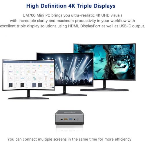  COOFUN Mini PC AMD Ryzen 7 3750H UM700 16 GB RAM 256 GB PCIe SSD Mini Desktop Computer Radeon RX Vega 10 Graphics Dual WiFi BT 5.1 HDMI/Display/USB-C RJ45 4X USB 3.0 Ports Small Form Fact