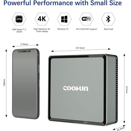  [아마존베스트]COOFUN Mini PC AMD Ryzen 5 3550H | 16 GB RAM 512 GB PCle SSD | Radeon Vega 8 Graphics | Windows 10 Pro | Intel WIFI6 AX200 BT 5.1 | 4K HDMI/Display/USB-C | 2X RJ45 Gigabit | 4X USB 3.1 |