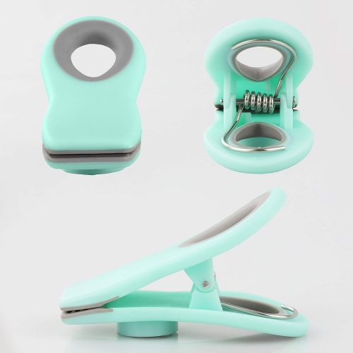  COOK WITH COLOR COOK with COLOR Set of Five Mint Green and Gray Magnetic Plastic Bag Chip Clips