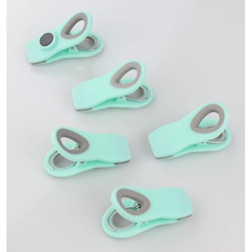  COOK WITH COLOR COOK with COLOR Set of Five Mint Green and Gray Magnetic Plastic Bag Chip Clips