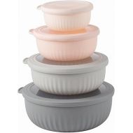 COOK WITH COLOR Prep Bowls - Wide Mixing Bowls Nesting Plastic Meal Prep Bowl Set with Lids - Small Bowls Food Containers in Multiple Sizes (Pink)