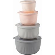 COOK WITH COLOR Prep Bowls with Lids- Deep Mixing Bowls Nesting Plastic Small Mixing Bowl Set with Lids (Pink)