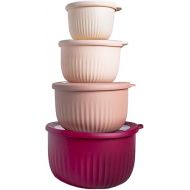 COOK WITH COLOR Prep Bowls with Lids- Deep Mixing Bowls Nesting Plastic Small Mixing Bowl Set with Lids (Pink Ombre)