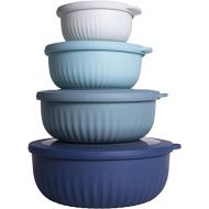 COOK WITH COLOR Prep Bowls - Wide Mixing Bowls Nesting Plastic Meal Prep Bowl Set with Lids - Small Bowls Food Containers in Multiple Sizes (Blue Ombre)