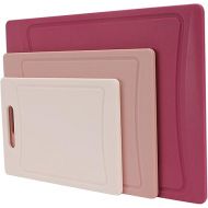 COOK WITH COLOR Cutting Board Set- 3 Pc. Kitchen Cutting Board Set - Large, Medium and Small Cutting Boards with Non Slip Bottom for Meat, Veggies, Fruits, Easy Grip Handle (Rose)