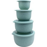 COOK WITH COLOR Prep Bowls with Lids- Deep Mixing Bowls Nesting Plastic Small Mixing Bowl Set with Lids (Speckled Mint)