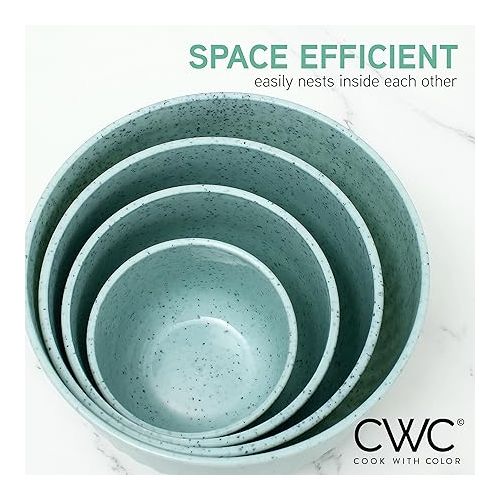  COOK WITH COLOR Prep Bowls with Lids- Deep Mixing Bowls Nesting Plastic Small Mixing Bowl Set with Lids (Speckled Mint)