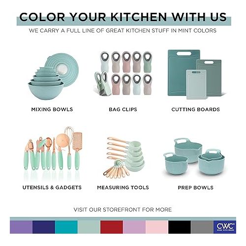  COOK WITH COLOR Prep Bowls with Lids- Deep Mixing Bowls Nesting Plastic Small Mixing Bowl Set with Lids (Speckled Mint)