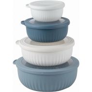 COOK WITH COLOR Prep Bowls - Wide Mixing Bowls Nesting Plastic Meal Prep Bowl Set with Lids - Small Bowls Food Containers in Multiple Sizes (Blue Grey)