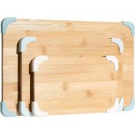 COOK WITH COLOR Bamboo Cutting Board Set- 3 Pc. Large, Medium and Small Non Slip Cutting Boards for Kitchen, Meats, Veggies and Fruit (Sage)