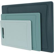 COOK WITH COLOR Cutting Board Set- 3 Pc. Kitchen Cutting Board Set - Large, Medium and Small Cutting Boards with Non Slip Bottom for Meat, Veggies, Fruits, Easy Grip Handle (Teal)