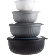 COOK WITH COLOR Prep Bowls - Wide Mixing Bowls Nesting Plastic Meal Prep Bowl Set with Lids - Small Bowls Food Containers in Multiple Sizes (Black Ombre)…