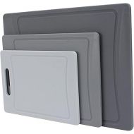 COOK WITH COLOR Cutting Board Set- 3 Pc. Kitchen- Large, Medium and Small, with Non Slip Bottom for Meat, Veggies, Fruits, Easy Grip Handle (Grey)