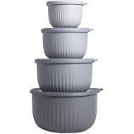 COOK WITH COLOR Prep Bowls with Lids- Deep Mixing Bowls Nesting Plastic Small Mixing Bowl Set with Lids (Grey Ombre)