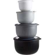 COOK WITH COLOR Prep Bowls with Lids- Deep Mixing Bowls Nesting Plastic Small Mixing Bowl Set with Lids (Black Ombre)