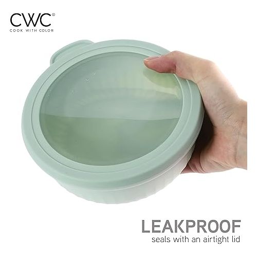  COOK WITH COLOR Prep Bowls - Wide Mixing Bowls Nesting Plastic Meal Prep Bowl Set with Lids - Small Bowls Food Containers in Multiple Sizes (Sage)