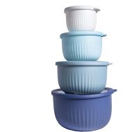 COOK WITH COLOR Prep Bowls with Lids- Deep Mixing Bowls Nesting Plastic Small Mixing Bowl Set with Lids (Blue Ombre)