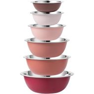 COOK WITH COLOR Stainless Steel Mixing Bowls - 6 Piece Stainless Steel Nesting Bowls Set includes 6 Prep Bowl and Mixing Bowls (Rose)