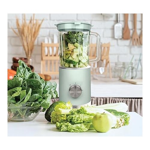  COOK WITH COLOR 300 Watt Blender: Powerful 2-Speed Control with Pulse, 4-Tip Stainless Steel Blades, 25oz (750ml) Jar, and Skid-Resistant Feet, Sage