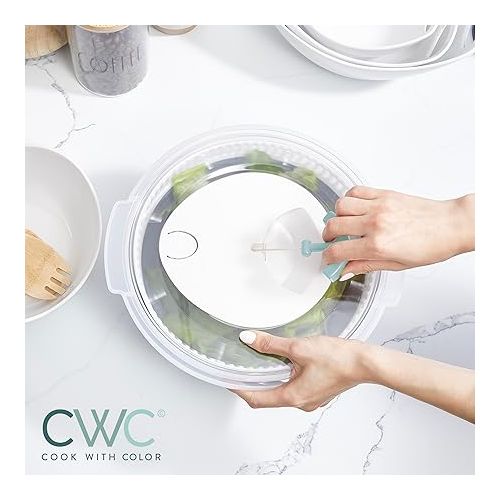  COOK WITH COLOR Collapsible Salad Spinner - 4 QT Space Saving Lettuce Dryer with Folding Collapsible Colander Great for Washing and Drying Fruit and Vegetables (Grey)