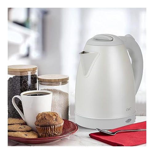  COOK WITH COLOR Electric Kettle - 1100W, 1.7L, Fast Boil, Auto Shut-Off, Swivel Base, Stainless Steel, Creme