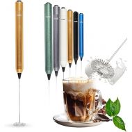 Cook with Color Handheld Milk Frother - Portable Electric Drink Mixer, Coffee Foamer, Hand Blender, Mini Frappe and Latte Maker - Sleek Design, Battery-Powered with 2 AAA Batteries (Champagne)