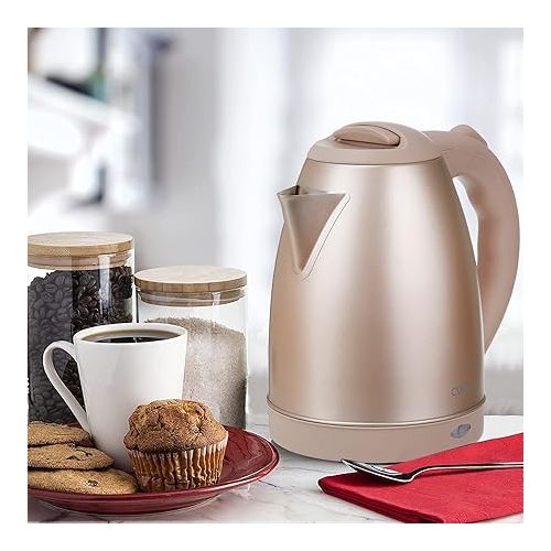 COOK WITH COLOR Electric Kettle - 1100W, 1.7L, Fast Boil, Auto Shut-Off, Swivel Base, Stainless Steel, Blush