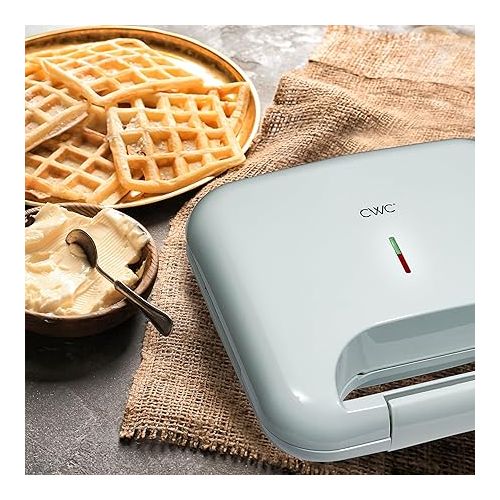  COOK WITH COLOR Waffle Maker - 750-Watt, Non-Stick Plates, Easy-to-Clean, Cool Touch Housing and Skid Resistant Feet, Sage