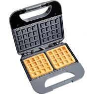 COOK WITH COLOR Waffle Maker - 750-Watt, Non-Stick Plates, Easy-to-Clean, Cool Touch Housing and Skid Resistant Feet, Grey