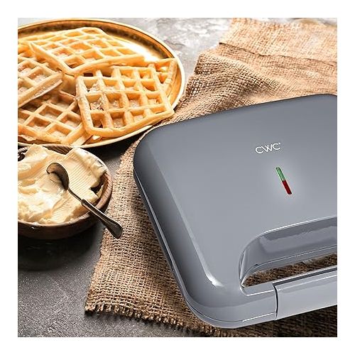  COOK WITH COLOR Waffle Maker - 750-Watt, Non-Stick Plates, Easy-to-Clean, Cool Touch Housing and Skid Resistant Feet, Grey