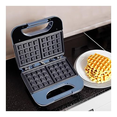  COOK WITH COLOR Waffle Maker - 750-Watt, Non-Stick Plates, Easy-to-Clean, Cool Touch Housing and Skid Resistant Feet, Navy