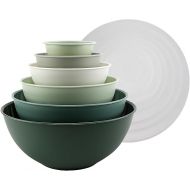 COOK WITH COLOR Mixing Bowls with Lids - 12 Piece Plastic Nesting Bowls Set includes 6 Prep Bowls and 6 Lids, Microwave Safe Mixing Bowl Set (Sage)