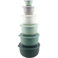 COOK WITH COLOR Prep Bowls with Lids- Deep Mixing Bowls Nesting Plastic Small Mixing Bowl Set with Lids (Sage)