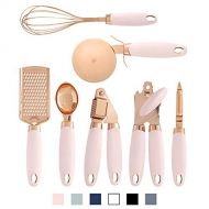 COOK With COLOR 7 Pc Kitchen Gadget Set Copper Coated Stainless Steel Utensils With Soft Touch Pink Handles