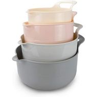 COOK with COLOR Mixing Bowls - 4 Piece Nesting Plastic Mixing Bowl Set with Pour Spouts and Handles (Ombre Pink)