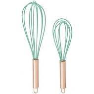 COOK WITH COLOR Silicone Whisks for Cooking, Stainless Steel Wire Whisk Set of Two - 10” and 12”, Heat Resistant Kitchen Whisks, Balloon Whisk for Nonstick Cookware - Rose Gold and