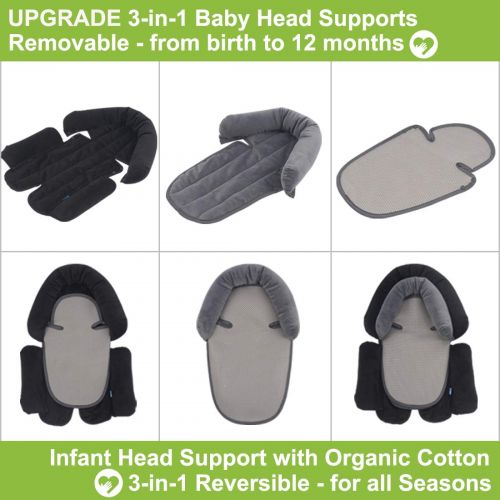  COOLBEBE Upgraded 3-in-1 Baby Head Neck Body Support Pillow for Newborn Infant Toddler - Extra Soft Car Seat Insert Cushion Pad, Perfect for Carseats, Strollers, Swing