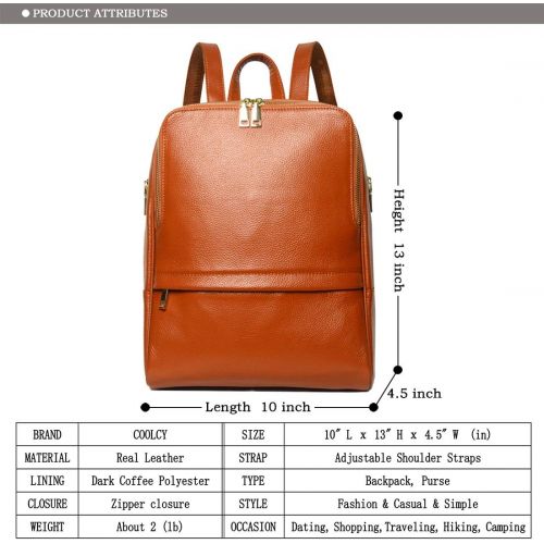  [아마존 핫딜] COOLCY Coolcy Hot Style Women Real Genuine Leather Backpack Fashion Bag (Dark Brown)