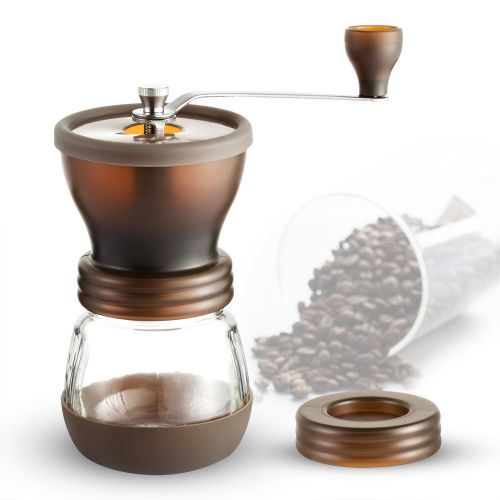  COOLIFE Kaffeemuehle, Coolife Mini Muehle Profi Kurbelgrinder mit rebabas-Keramik fuer Kaffee Espresso