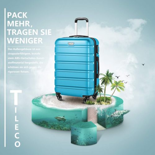  [아마존 핫딜]  [아마존핫딜]COOLIFE Hartschalen-Koffer Trolley Rollkoffer Reisekoffer mit TSA-Schloss und 4 Rollen (Himmel blau, Handgepack)