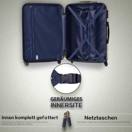  [아마존 핫딜]  [아마존핫딜]COOLIFE Hartschalen-Koffer Trolley Rollkoffer Reisekoffer mit TSA-Schloss und 4 Rollen (Himmel blau, Handgepack)